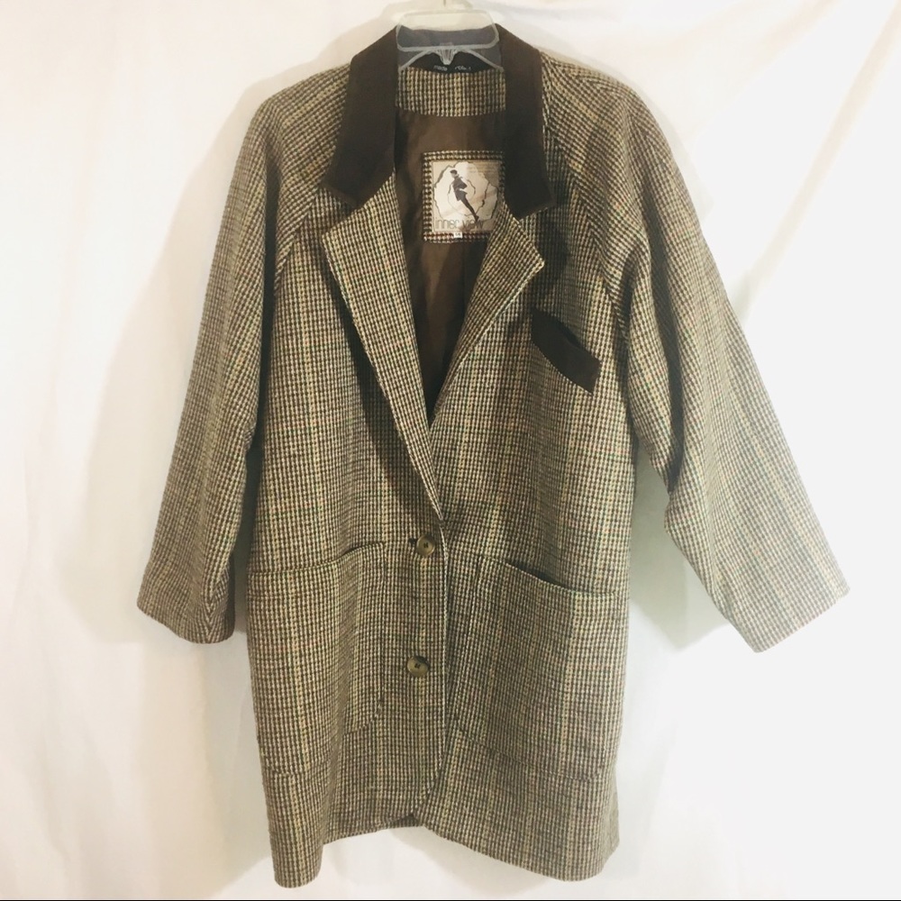Vintage Inner View Glen Plaid 3/4 Length Wool Poly Size 5/6